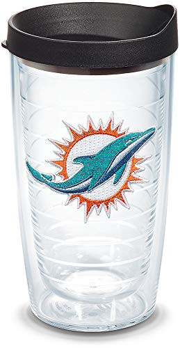 Tervis Made in USA Double Walled NFL Miami Dolphins Insulated Tumbler Cup Keeps Drinks Cold & Hot, 16oz - Black Lid, Primary Logo | Amazon (US)