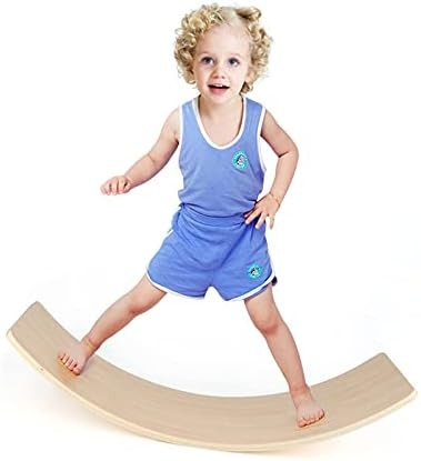 Qilay Wooden Balance Board, 33 Inch Kids Wobble Board Seesaw Toddler Preschool Learning Toy, Natu... | Amazon (US)