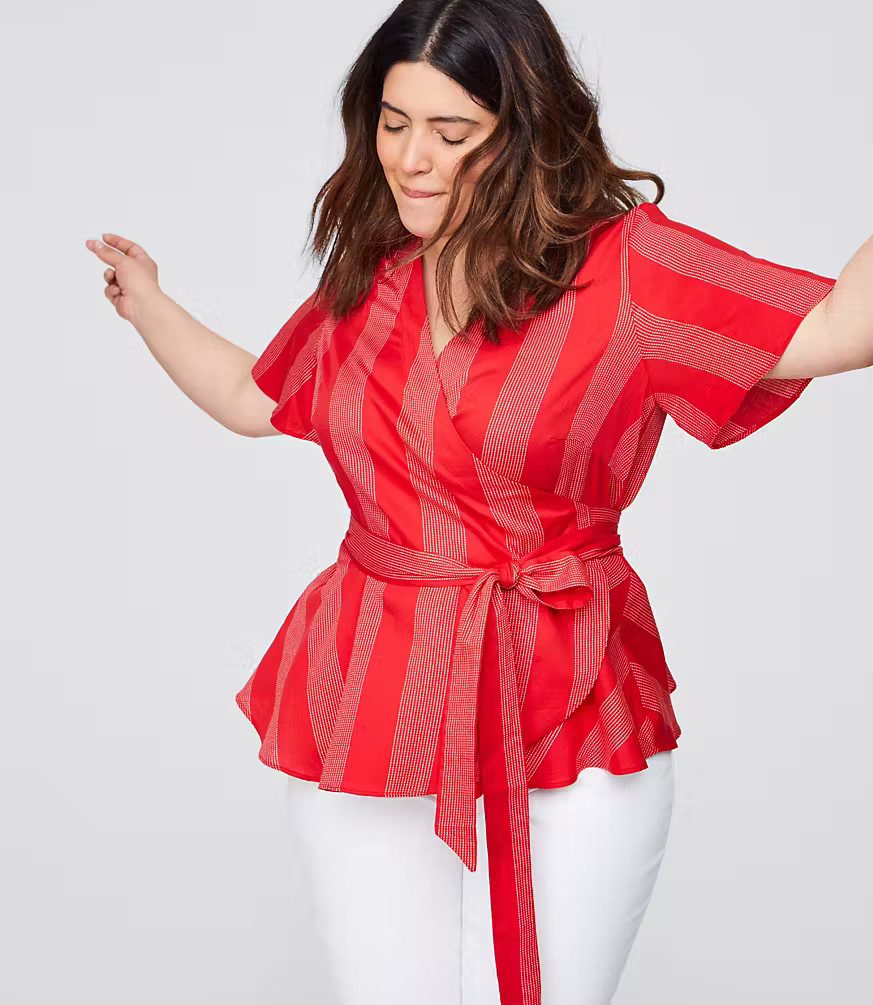 LOFT Plus Striped Wrap Top | LOFT