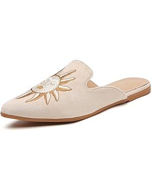 Tliocow Mules for Women Flats Slip On Backless Flat Mule Pointed Toe Slides Loafer Shoes | Amazon (US)