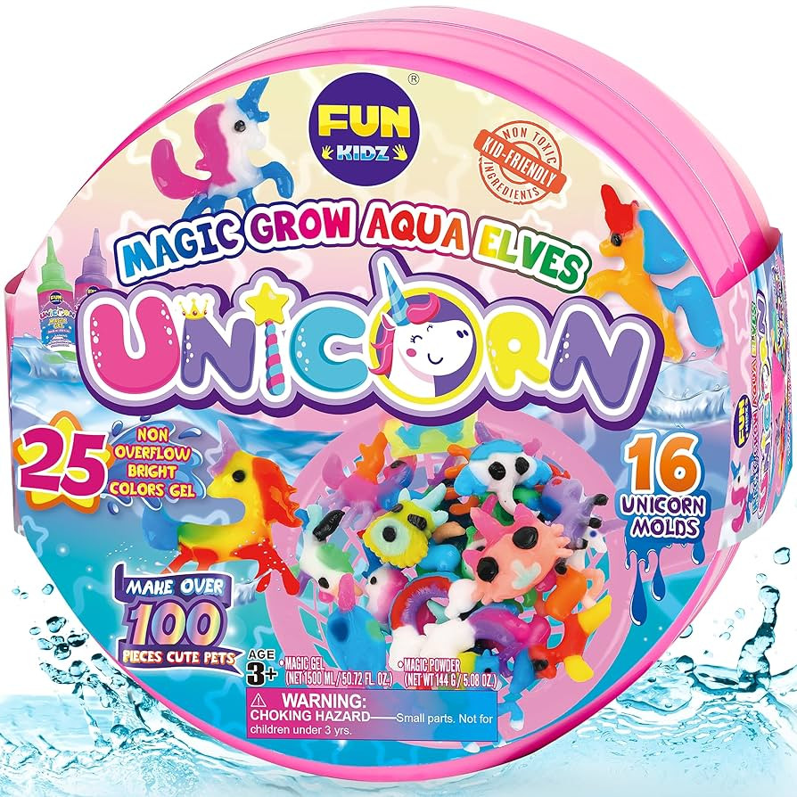 Unicorn Magic Grow Aqua Elves Kit, FunKidz Magical Water Elf Toys for Kids with 25 Colors Gel 16 ... | Amazon (US)