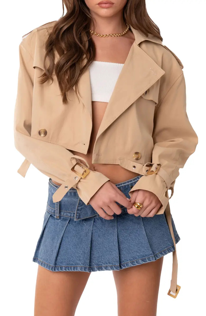 EDIKTED Shadow Crop Trench Coat | Nordstrom | Nordstrom
