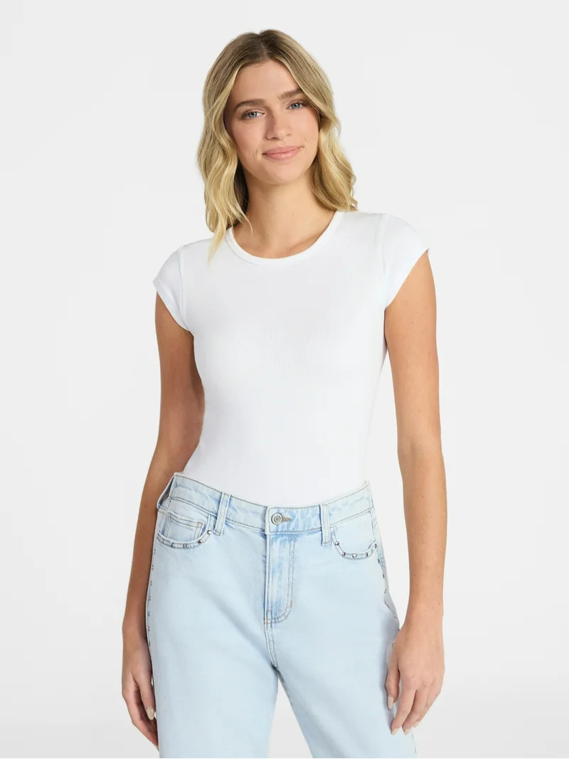 No Boundaries Seamless Short Sleeve Bodysuit, Women's XXS-XXL | Walmart (US)