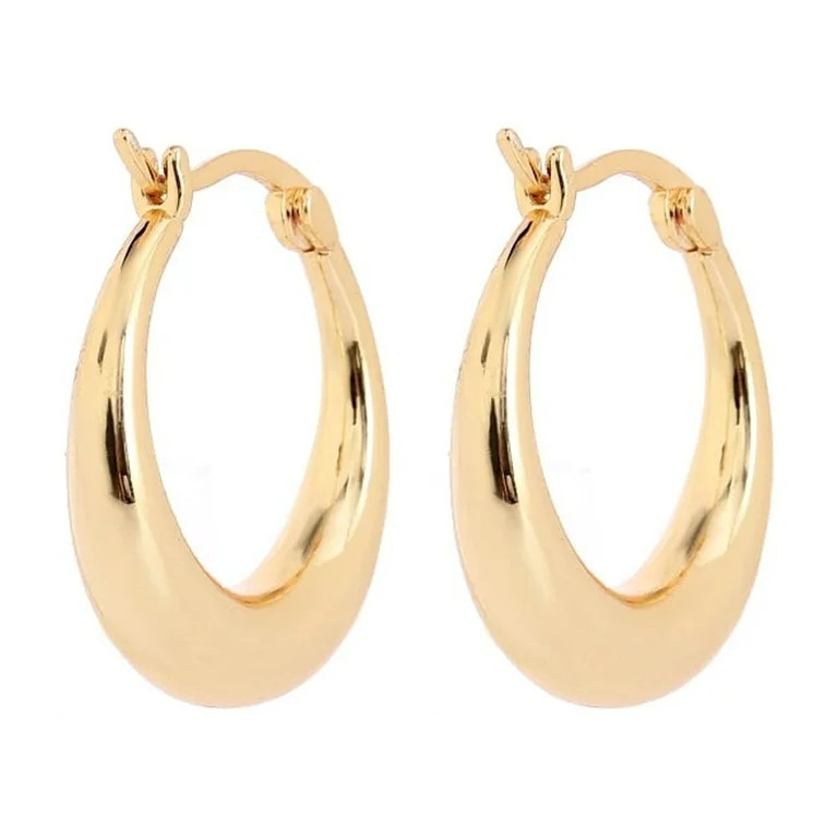 Amy and Annette 14K Gold Graduated Hoop Huggie Earring in 14K Yellow Gold Plated | Walmart (US)