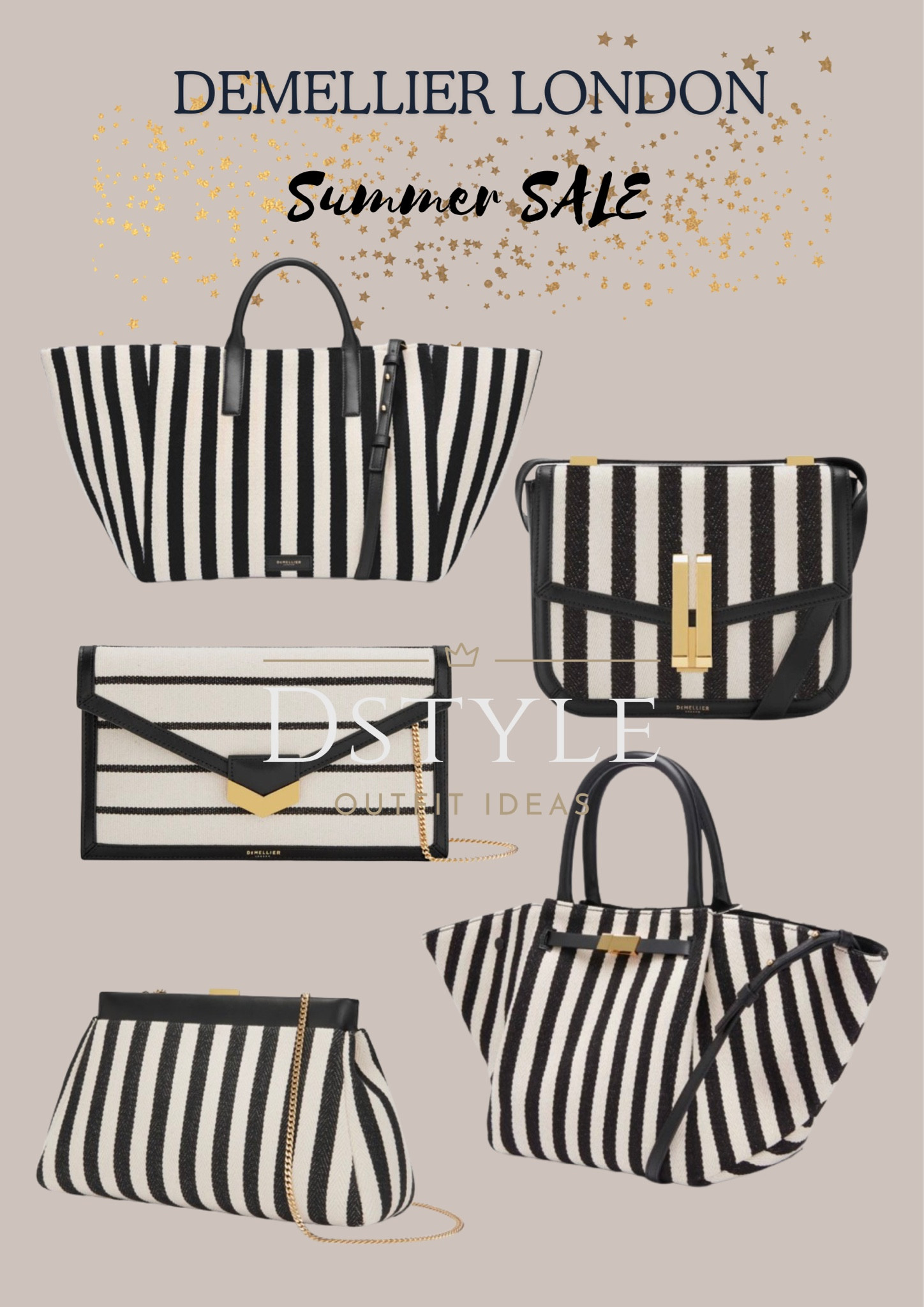 Black striped ecru canvas bag, Demellier London sale, Demellier summer collection bags, Summer sale 2024, Seasonal sale event, Stylish handbags, Fashion accessories, Trendy summer bags, Must-have summer accessories, Shop now, Best deals, Special offer

#LTKGiftGuide #LTKitbag #LTKsalealert