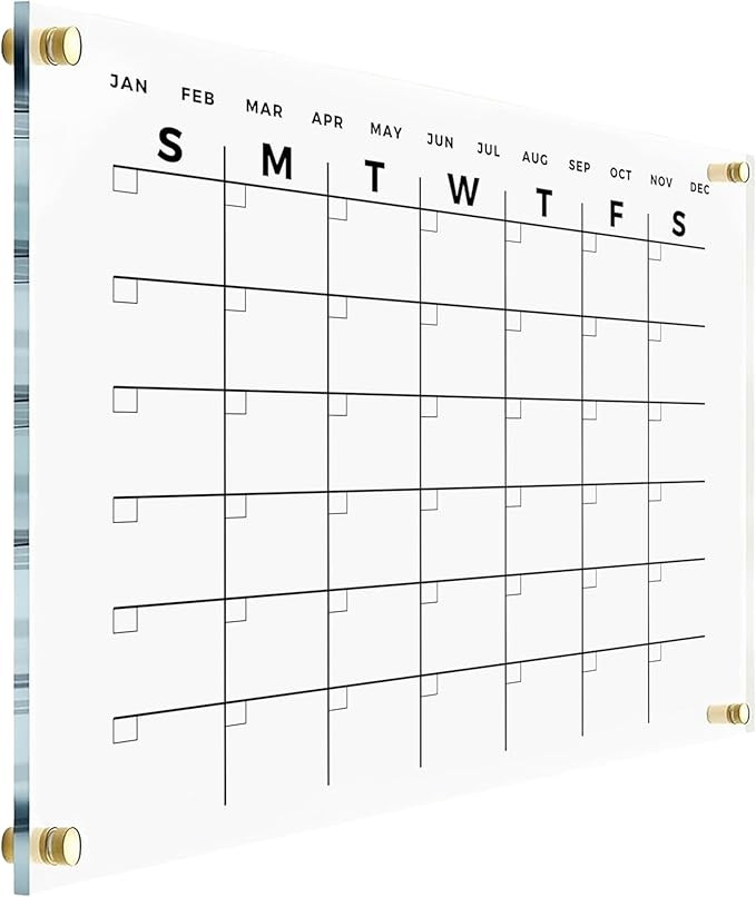 Premium Acrylic Wall Calendar - Reusable Board for Office and Home - Dry Erase Board - Large Glas... | Amazon (US)