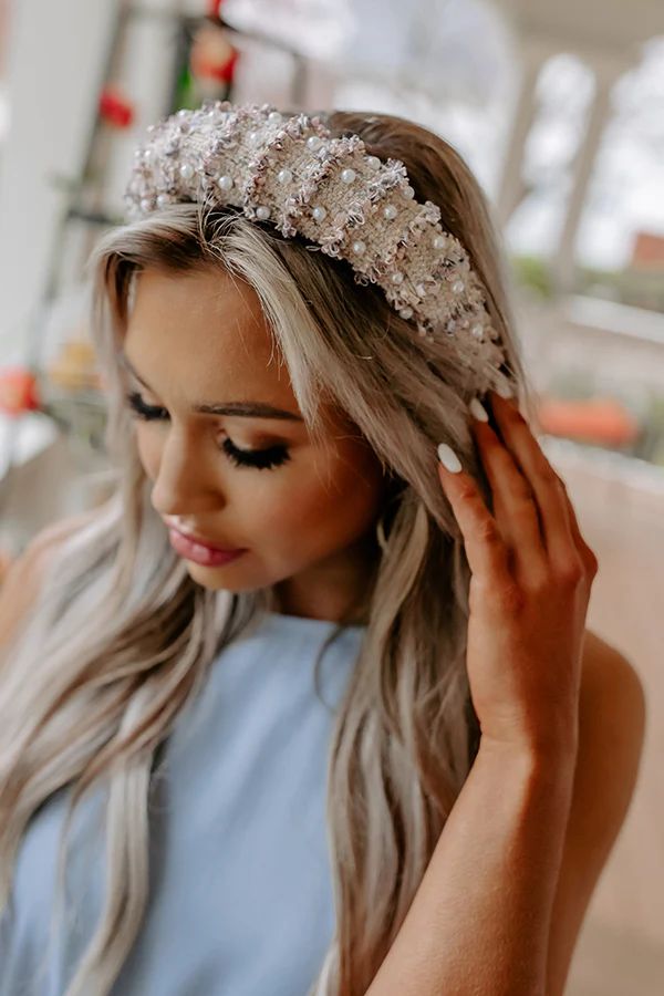 Ready For Fame Embellished Headband in Grey | Impressions Online Boutique