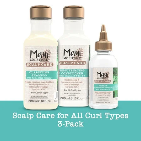 Maui Moisture Scalp Care Clarifying Shampoo, Rejuvenating Conditioner, & Curly Hair Serum Set | Walmart (US)