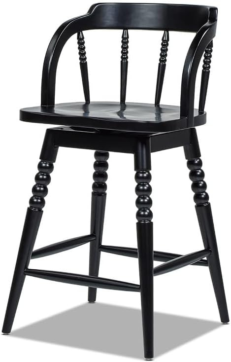 Jennifer Taylor Home Breda 25.5" Turned Bubble Spindle Low-Back Wood Counter Stool, Black | Amazon (US)