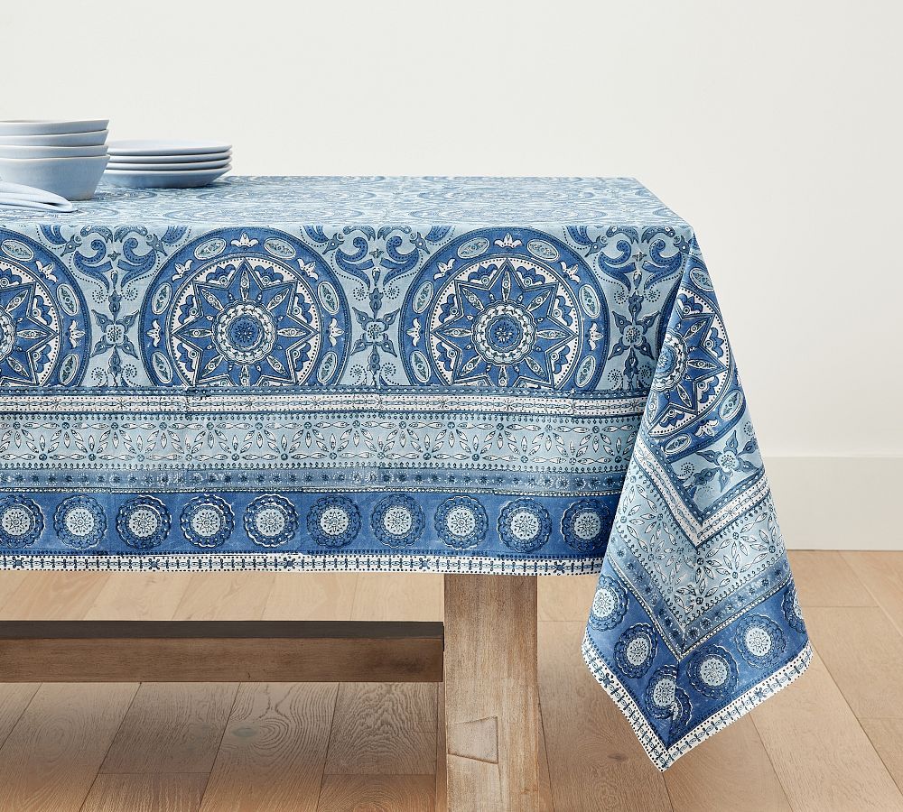 Nila Medallion Block Print Tablecloth | Pottery Barn (US)