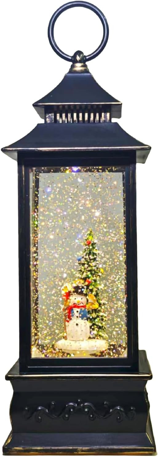 Christmas Snow Globe Lantern Swirling Glittering Snow Globes for Home New Year Decoration, Batter... | Amazon (US)
