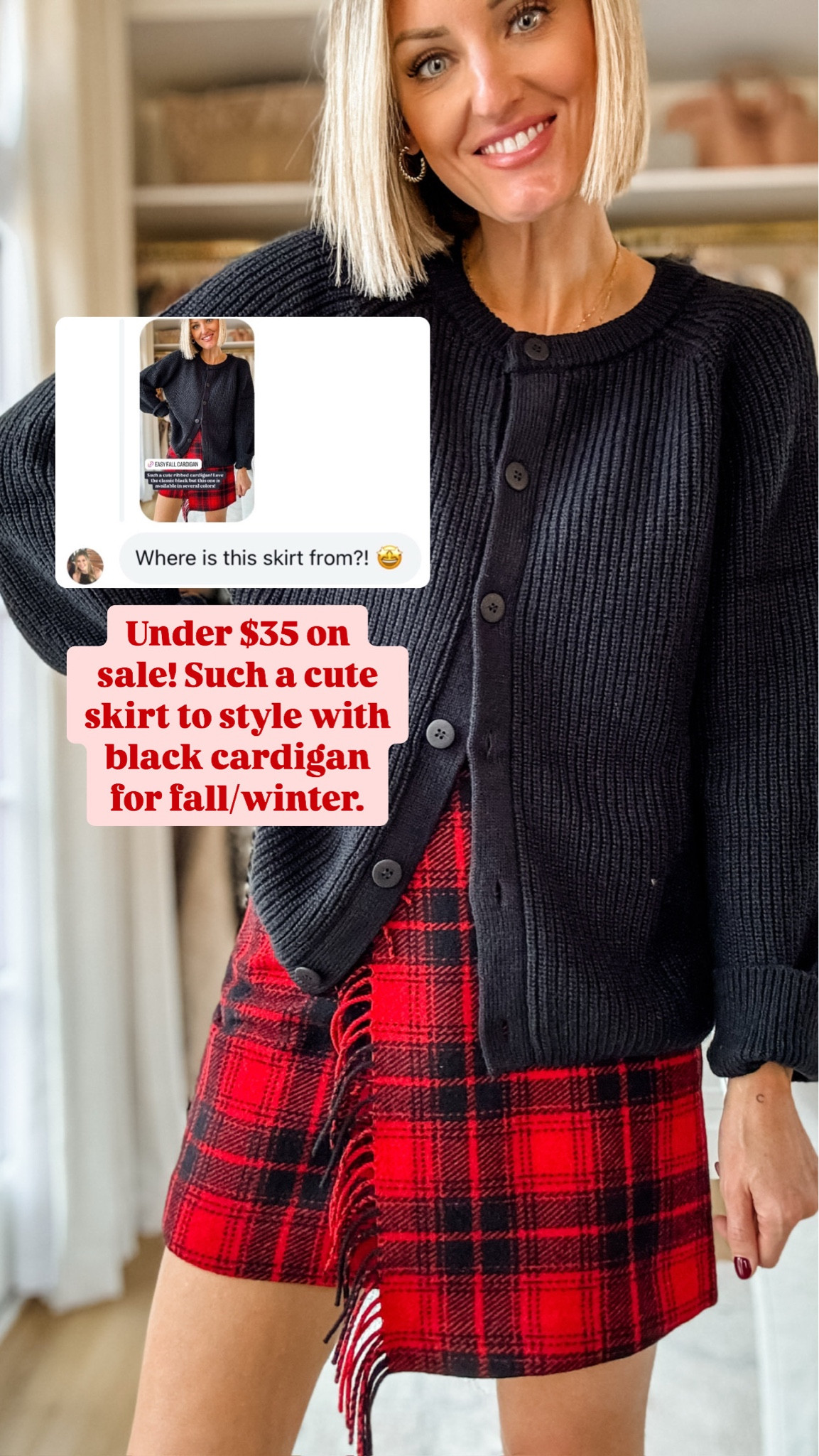 Love this skirt! Wearing size 00! It’s currently on sale! 👏🏼

Loverly Grey, Loft, plaid skirt, black cardigan, winter outfit 

#LTKStyleTip #LTKSaleAlert