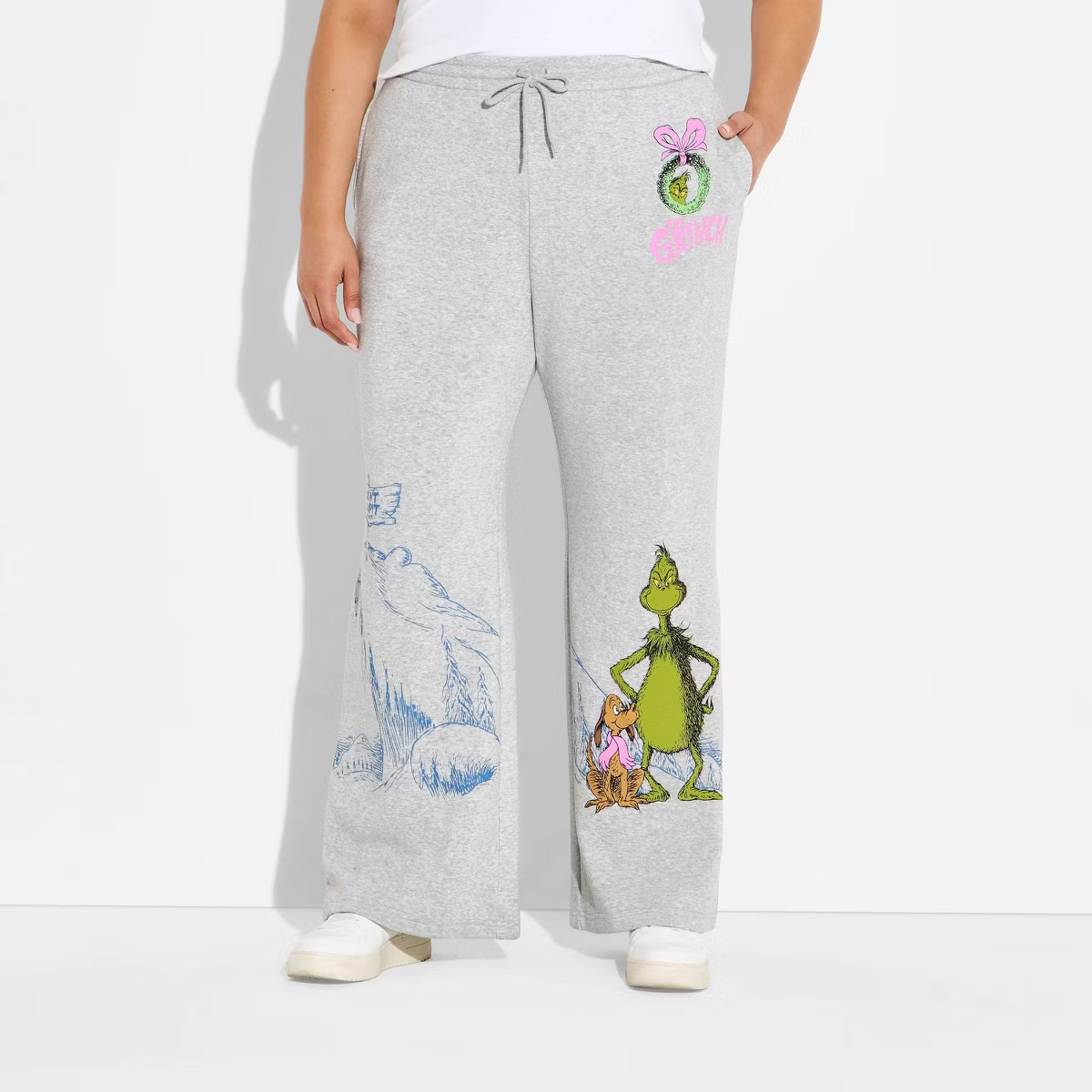 Women's Grinch Wide Leg Graphic Pants - Heather Gray | Target