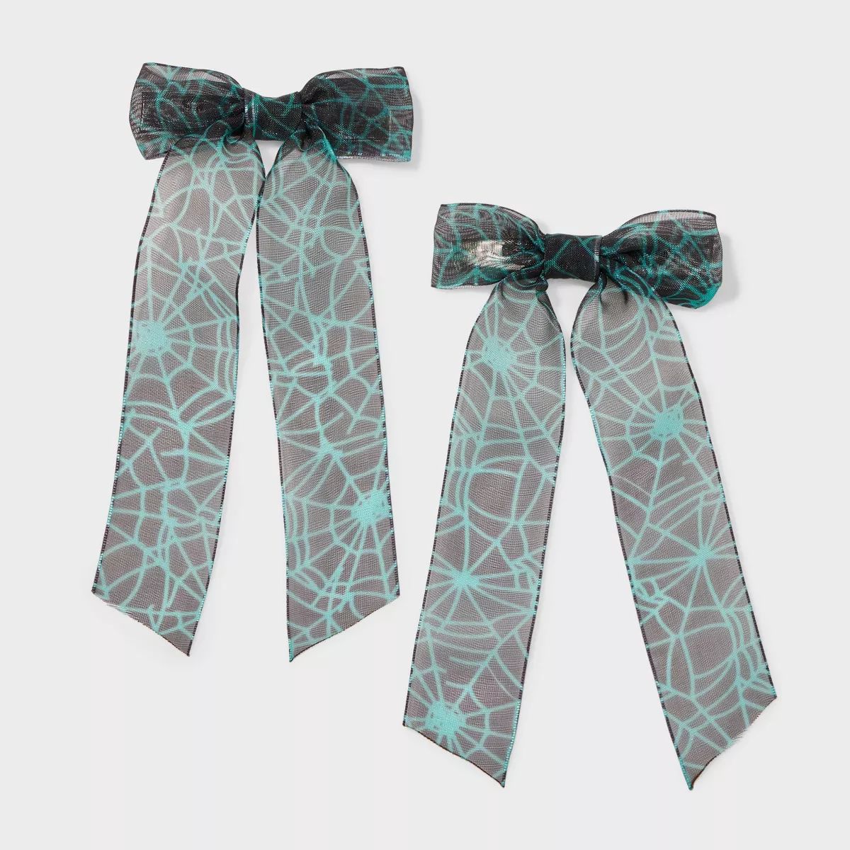 Halloween Glow in the Dark Web Hair Bow Set 2pc - Black | Target