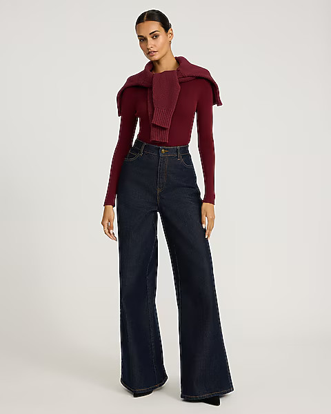 Silky Soft Fitted Ribbed Crew Neck Sweater | Express