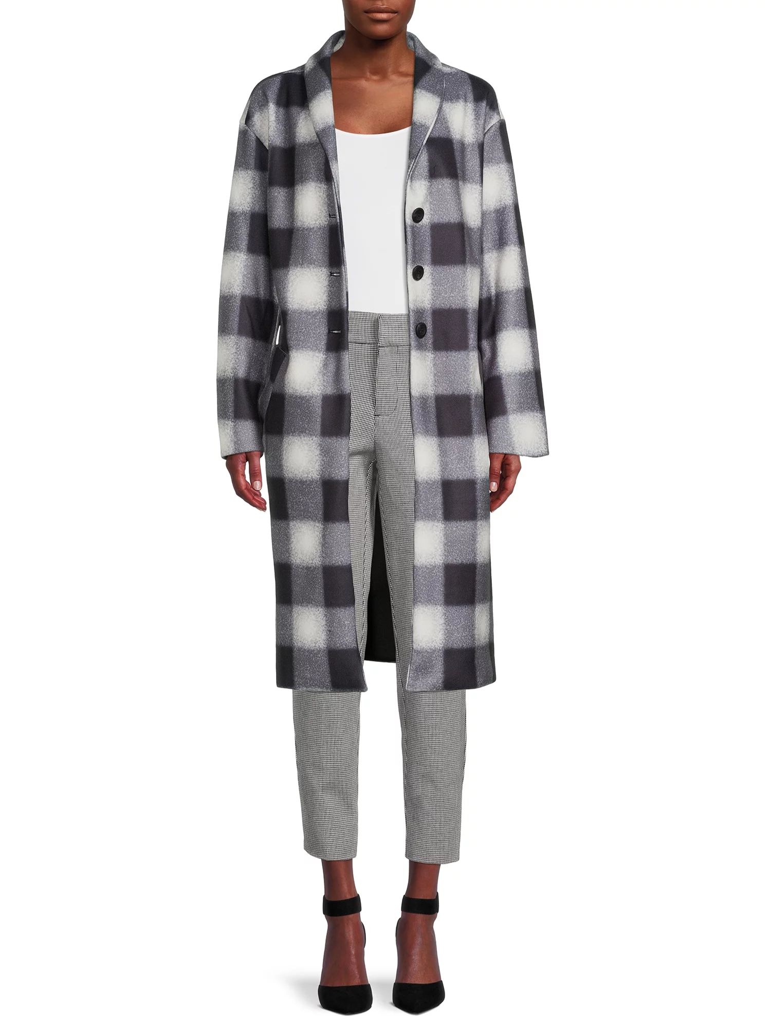 Time and Tru Women's and Plus Size Shawl Collar Coat | Walmart (US)
