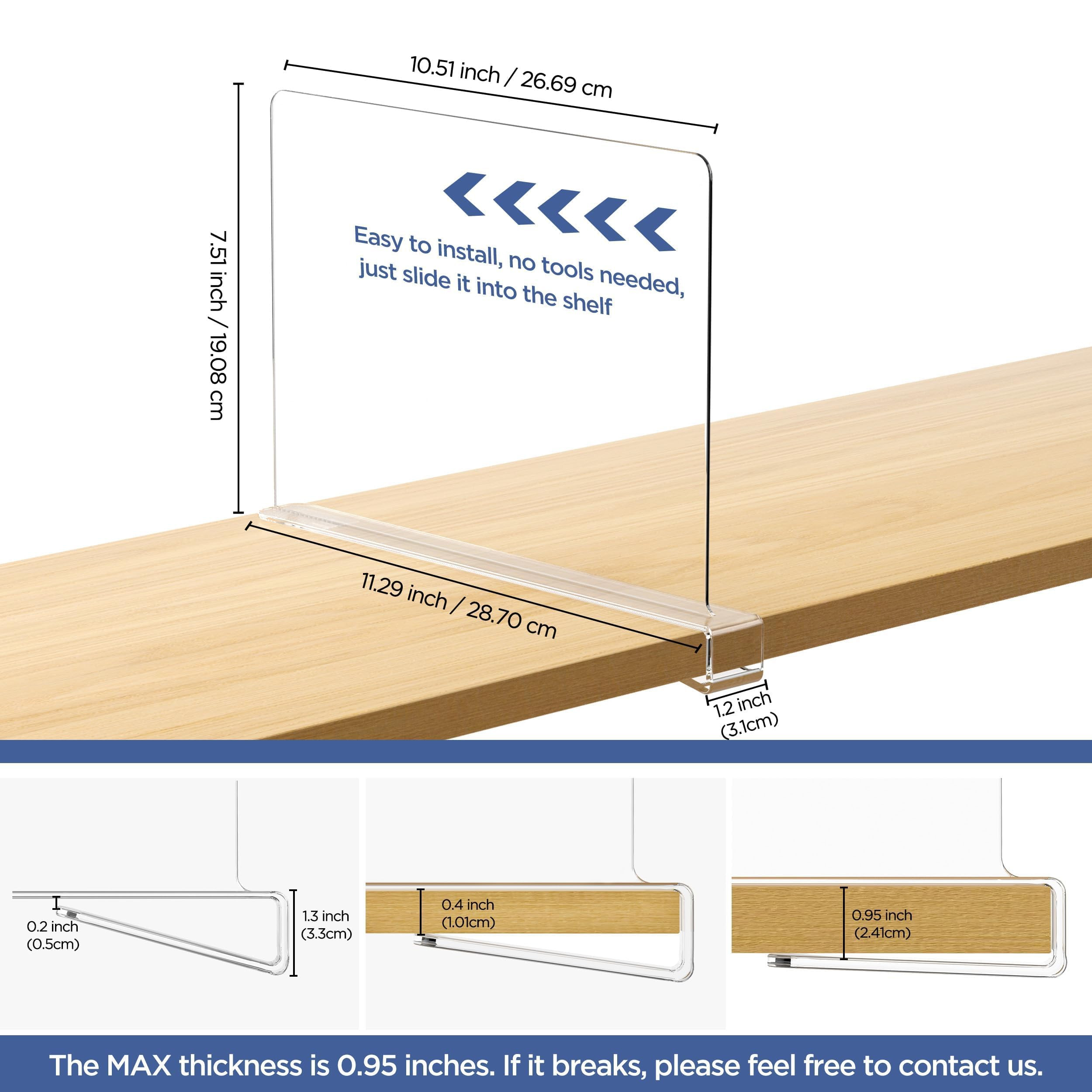 HBlife 6 Pack Closet Organizers and Storage, Clear Shelf Dividers, Vertical Purse Organizer for C... | Amazon (US)