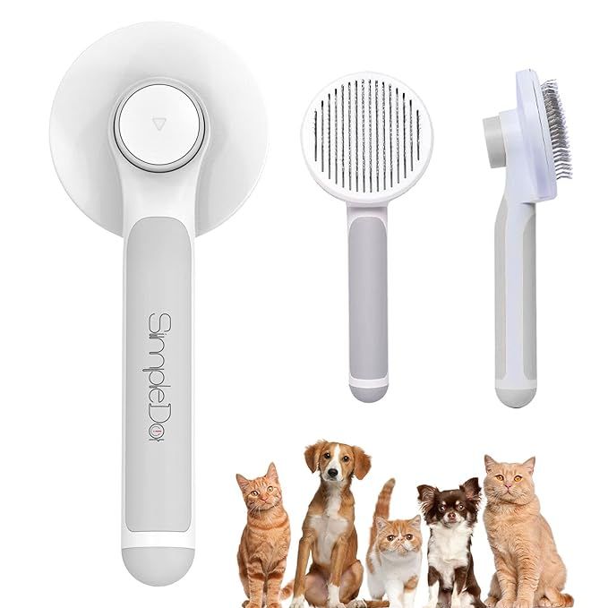 SimpleDot Self Cleaning Slicker Brush for Dogs and Cats, Pet Grooming Brush, Pet hair brush for R... | Amazon (US)