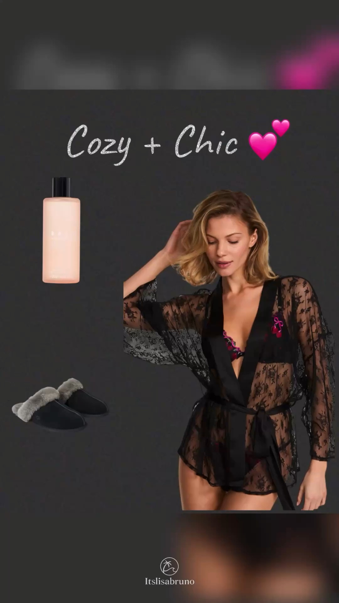 Lounge in style with this Cherry Pop Lace Mini Robe 💕 Paired with comfy black slide-on slippers and the dreamy BARE Suedes Vanilla fragrance mist 🍦Perfect for self-care mornings or gifting!

@Victoria's Secret 

#CherryPop #LaceRobe #BareFragrance #VanillaMist #CozyStyle #LoungeSet #SlideOnSlippers #SelfCareStyle #LTKGifting #GiftIdea

#LTKootd #LTKSeasonal #LTKOver40