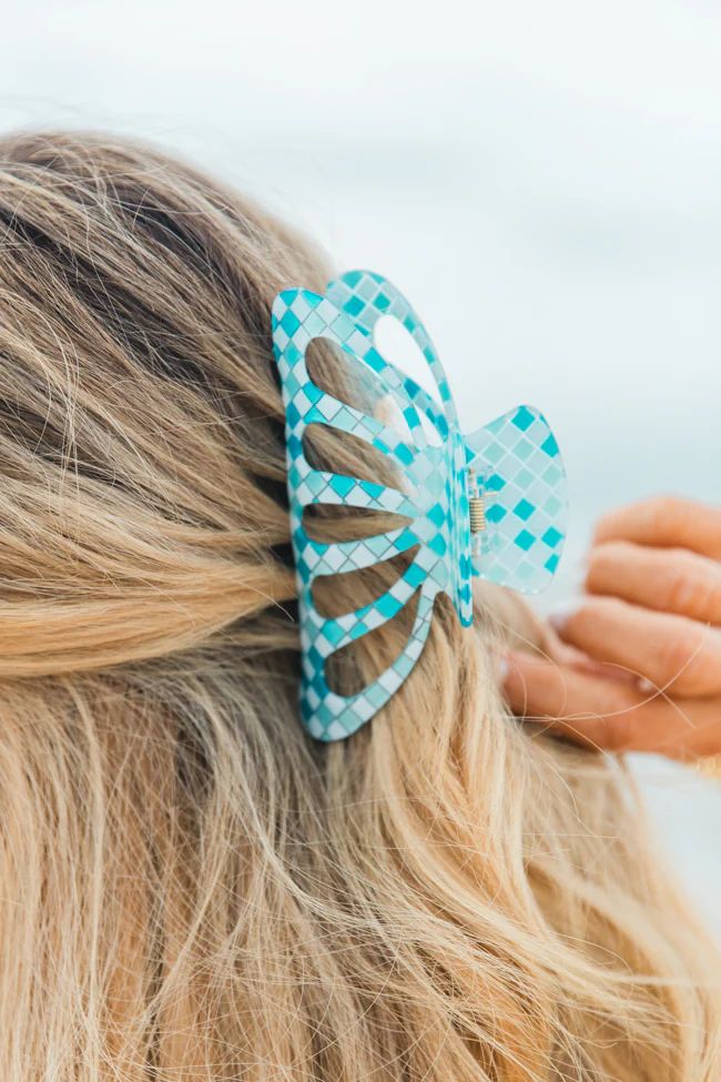 Blue Checkered Hair Clip SALE | Pink Lily