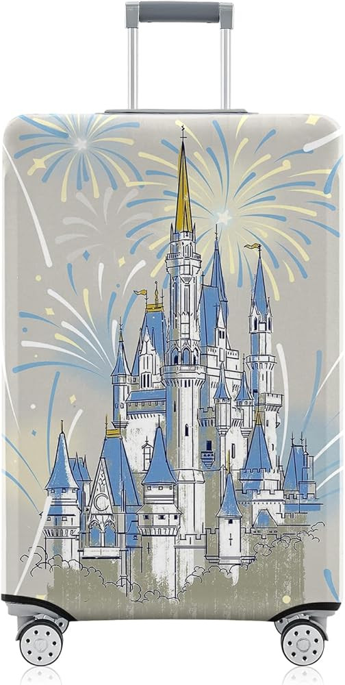 Cartoon Blue Castle Luggage Cover Washable Elastic Fireworks Travel Suitcase Cover Anti-scratch S... | Amazon (US)