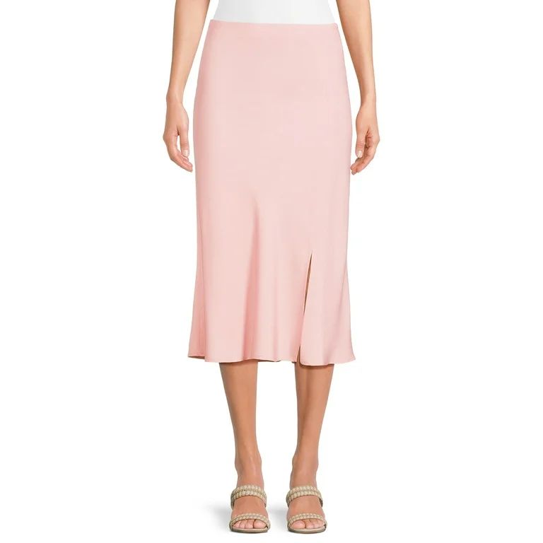 Time and Tru Women's Satin Midi Slip Skirt, Sizes XS-XXXL | Walmart (US)