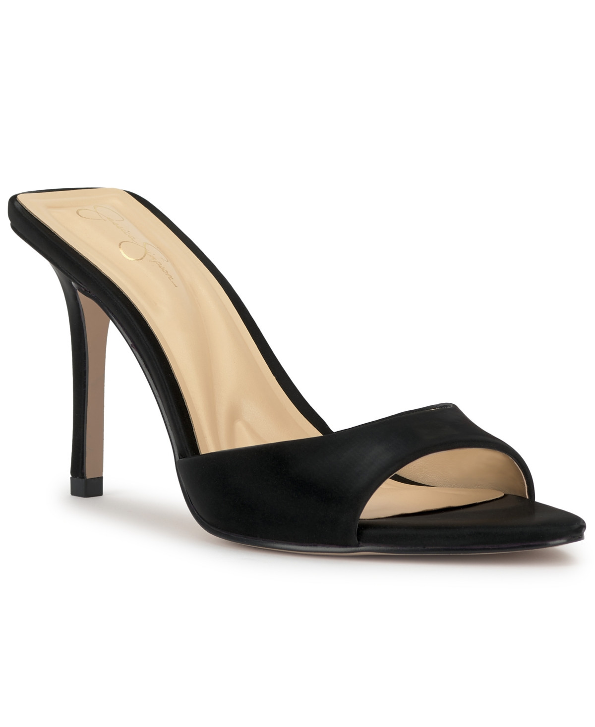 Jessica Simpson Women's Dravie Stiletto Sandals - Black Sateen | Macy's