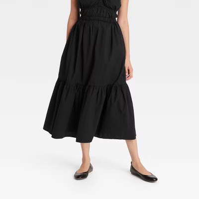 Women's Tiered Maxi Skirt - Universal Thread™ Black XL | Target