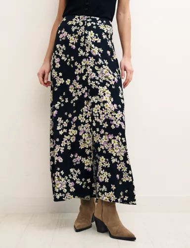 Floral Button Front Midi A-Line Skirt | Marks & Spencer (UK)