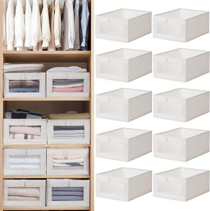 10 Pack Linen Closet Organizers And Storage, Closet Storage Bins for Closet Organization, Linen C... | Amazon (US)