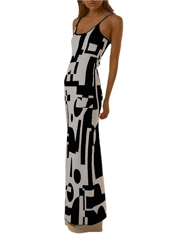 Fabumily Sexy Knit Bodycon Dress for Women Sleeveless Spaghetti Strap Cut Out Maxi Dress Backless... | Amazon (US)