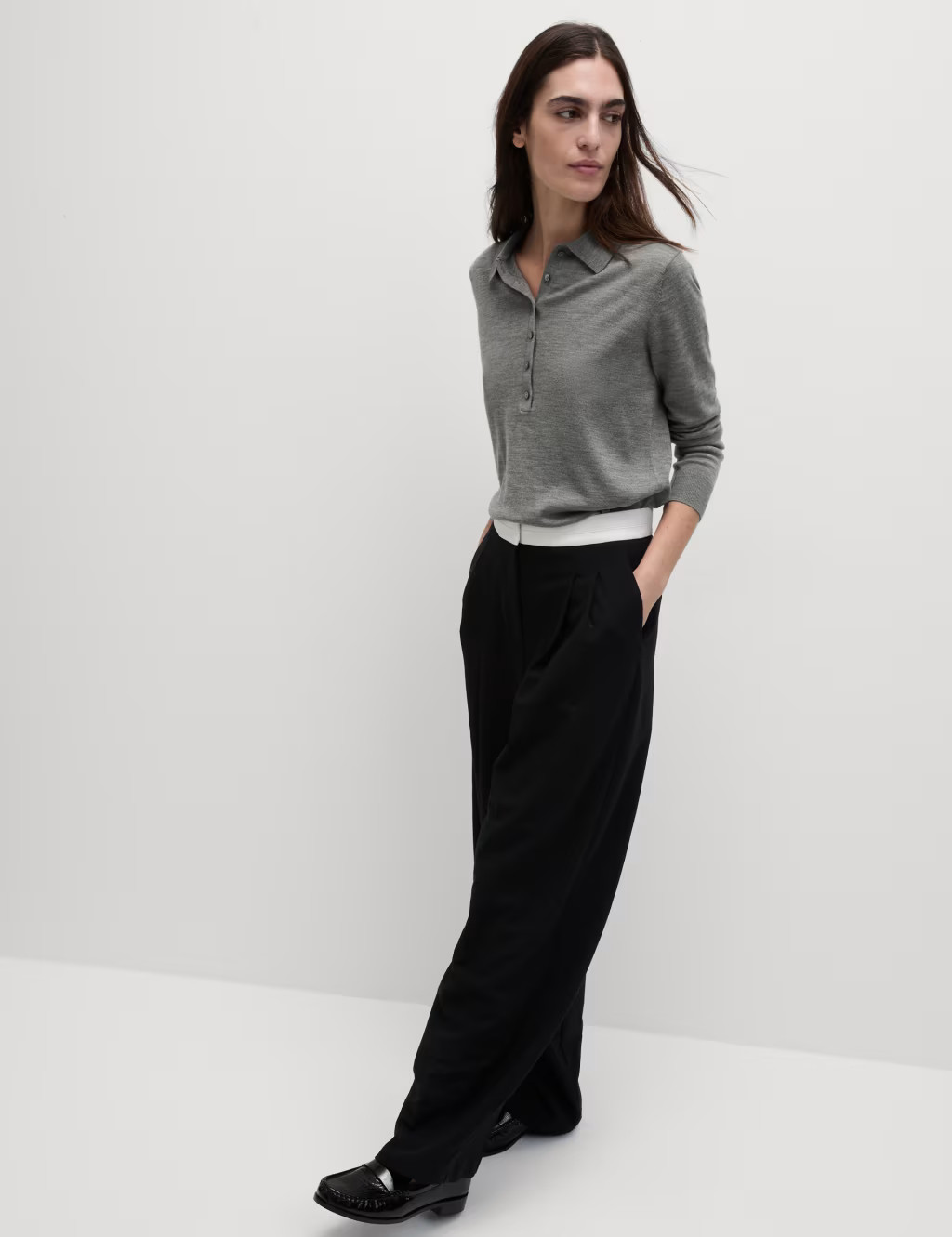 Pure Merino Wool Ribbed Polo Neck Jumper | Marks & Spencer (UK)