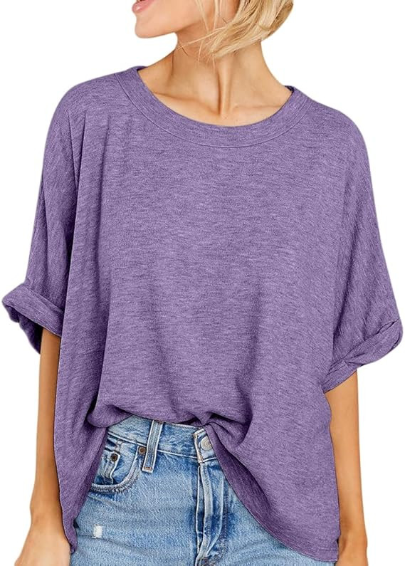 Women Oversized T-Shirt Summer Casual Short Sleeve Loose Tee Tops | Amazon (US)