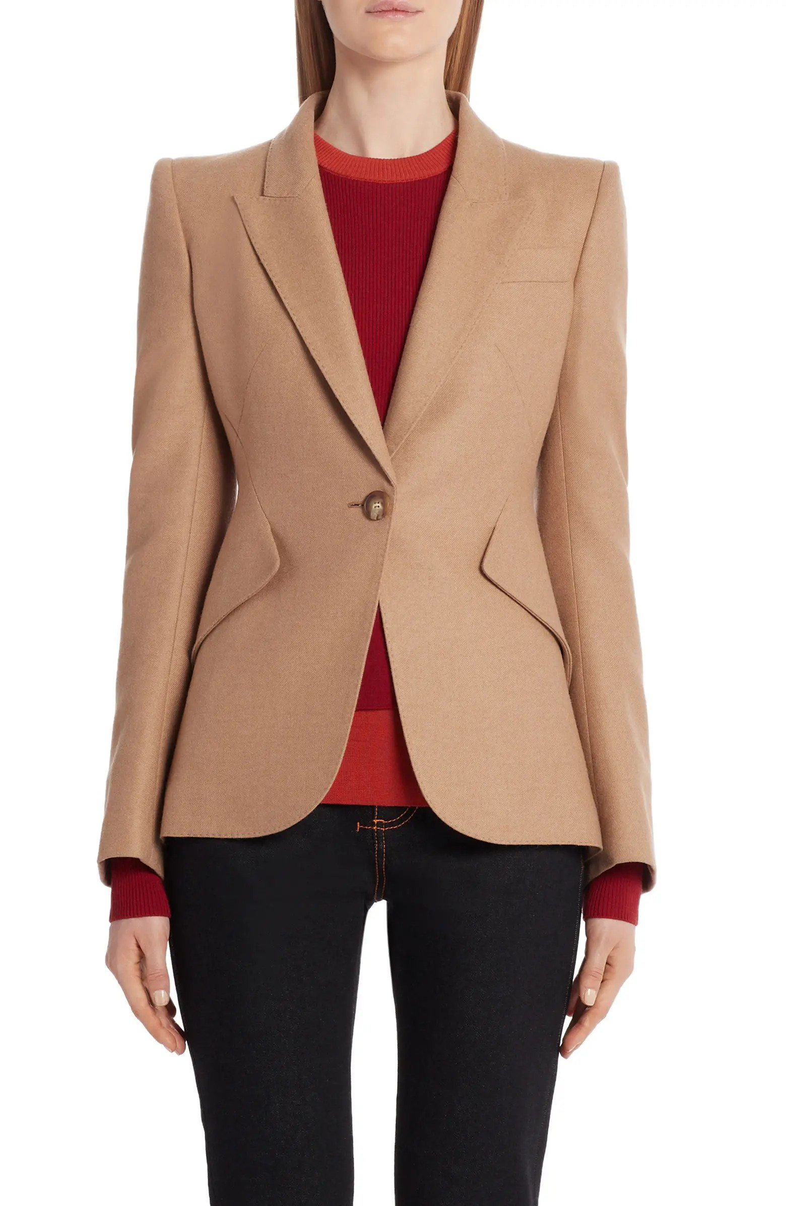 Camel Hair Peplum Blazer | Nordstrom