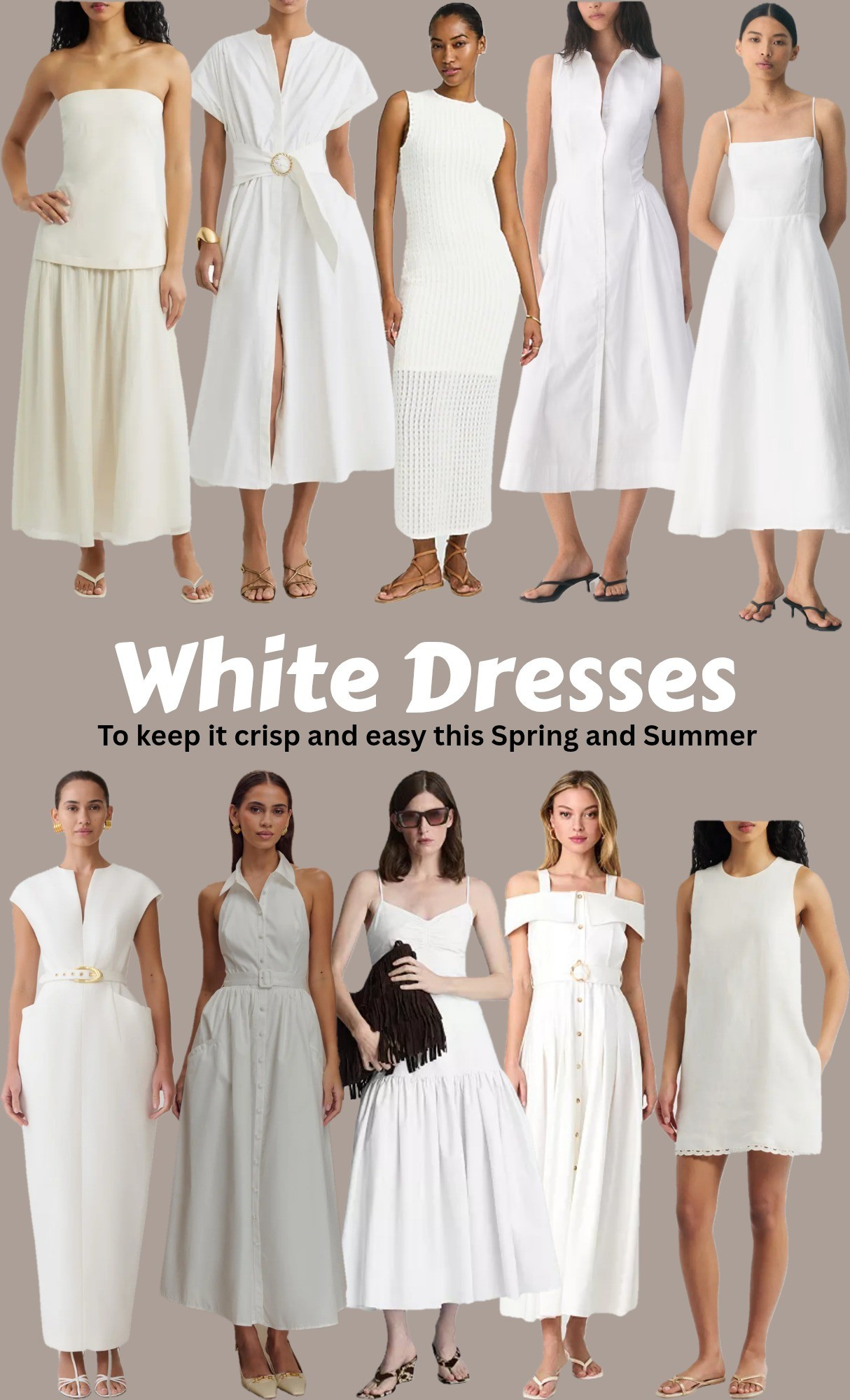 White dresses to keep it crisp and easy this Spring and Summer☀️ Maxi dress, midi dress, strapless dress, shirtdress, sleeveless dress, linen dress, Aritzia, Meshki, Reiss, Nordstrom, Express, Macy's, casual dresses

#LTKOver40 #LTKootd #LTKTall