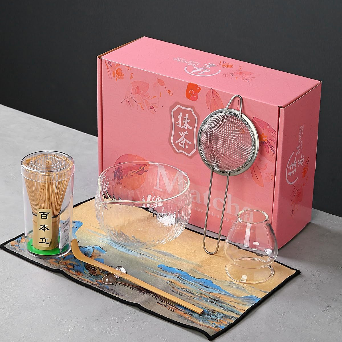 7 Pcs glass matcha whisk set, Matcha Set ， Matcha Bowl, 1 Matcha Whisk 1 Scoop Holder, transpar... | Amazon (US)