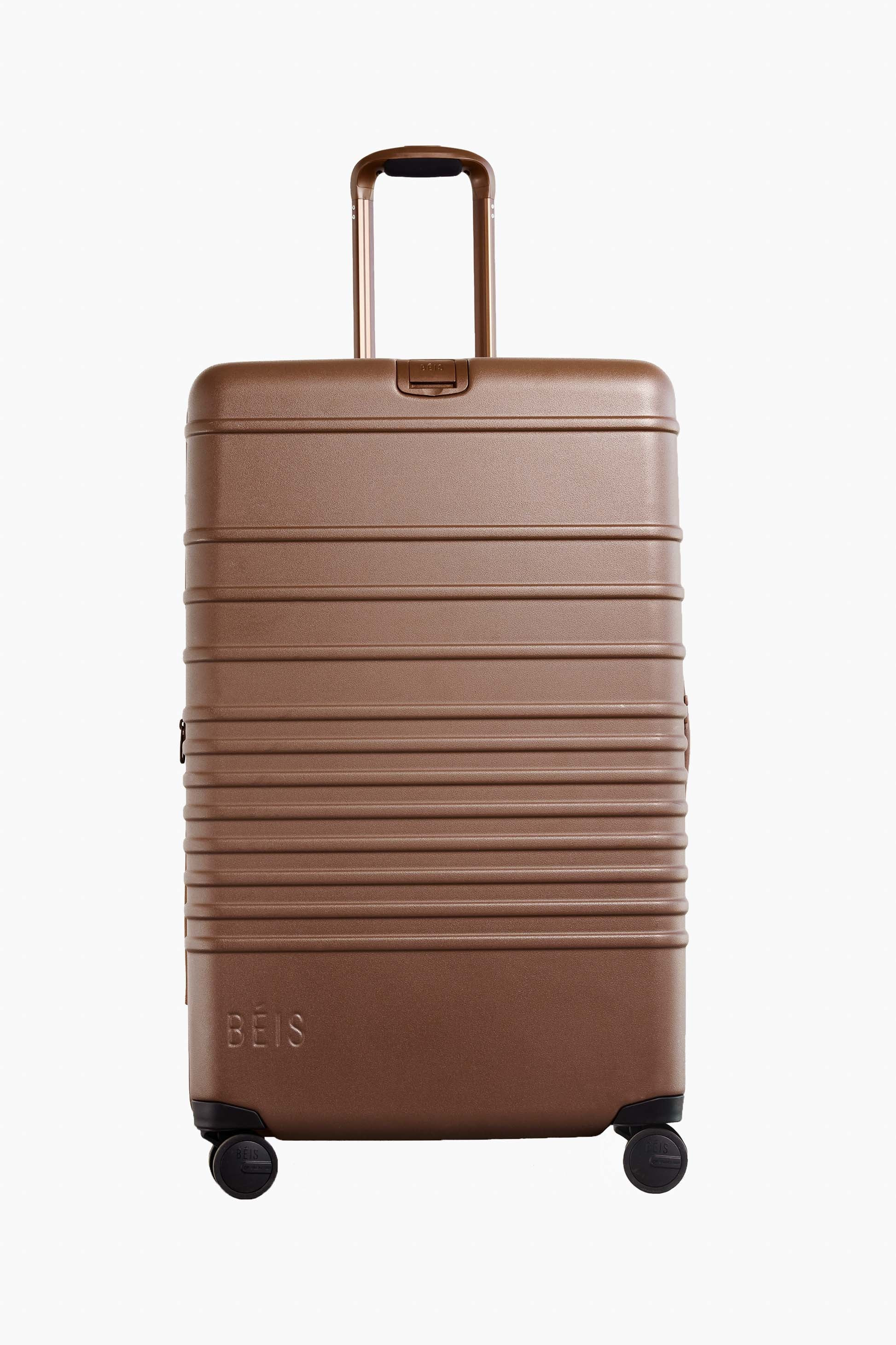 BÉIS 'The Large Check-In Roller' in Maple - Brown 29 inch Checked Suitcase & Check in Luggage | BEIS