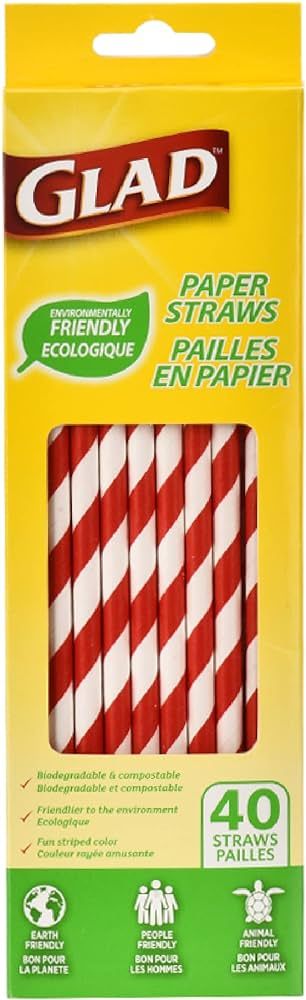 Glad Disposable Paper Straws for Everyday Use | Red and White Disposable Straws Made of Paper | D... | Amazon (US)