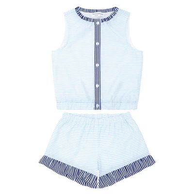 girls powder blue stripe set | minnow