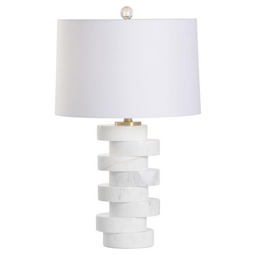 Dutton Modern Classic Natural White Marble Bedside Table Lamp | Kathy Kuo Home