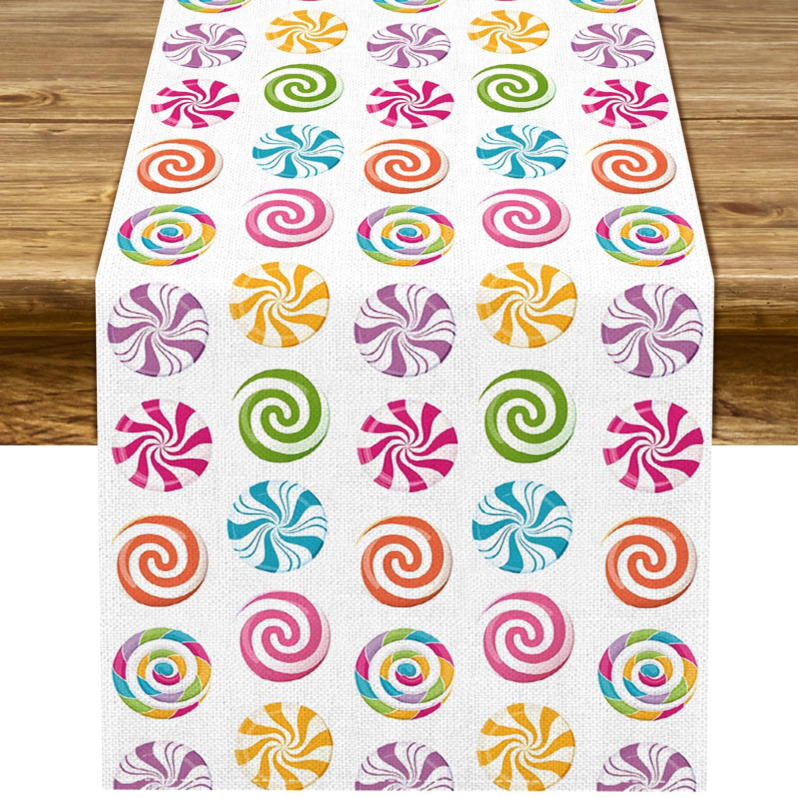 Sunwer Candyland Table Runner Sweet Lollipop Candy Themed Birthday Party Decoration Table Cover H... | Amazon (US)