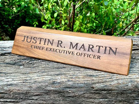 Desk Name Plate, Custom Name Sign, Personalized Wood Desk Name, Customized Walnut Desk Name, Exec... | Etsy (US)