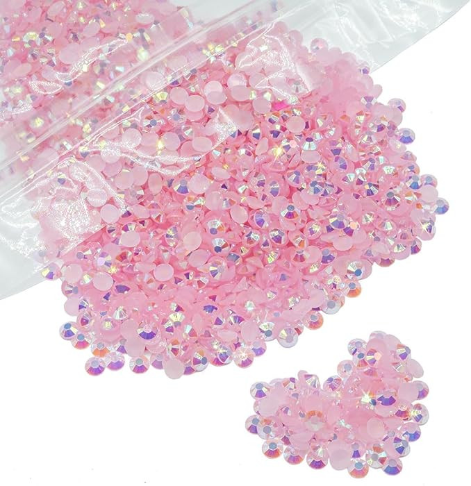14000Pcs 2mm Small Light Pink AB Resin Rhinestones Bulk SS6 Tiny Flatback Jelly Stones Pack Non-H... | Amazon (US)
