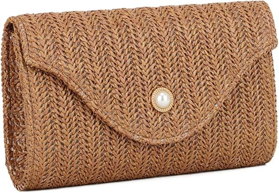 Oweisong Straw Clutch Purses for Women Summer Pearl Evening Bag Small Beach Woven Purse and Handb... | Amazon (US)