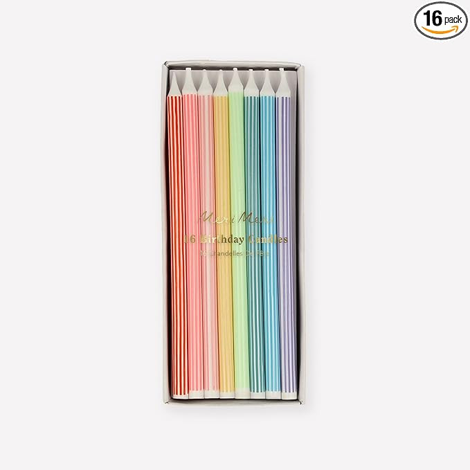 Meri Meri Happy Birthday Candles for Cake (Pack of 16), 2 Sizes of Birthday Cake Candles, Unscent... | Amazon (US)