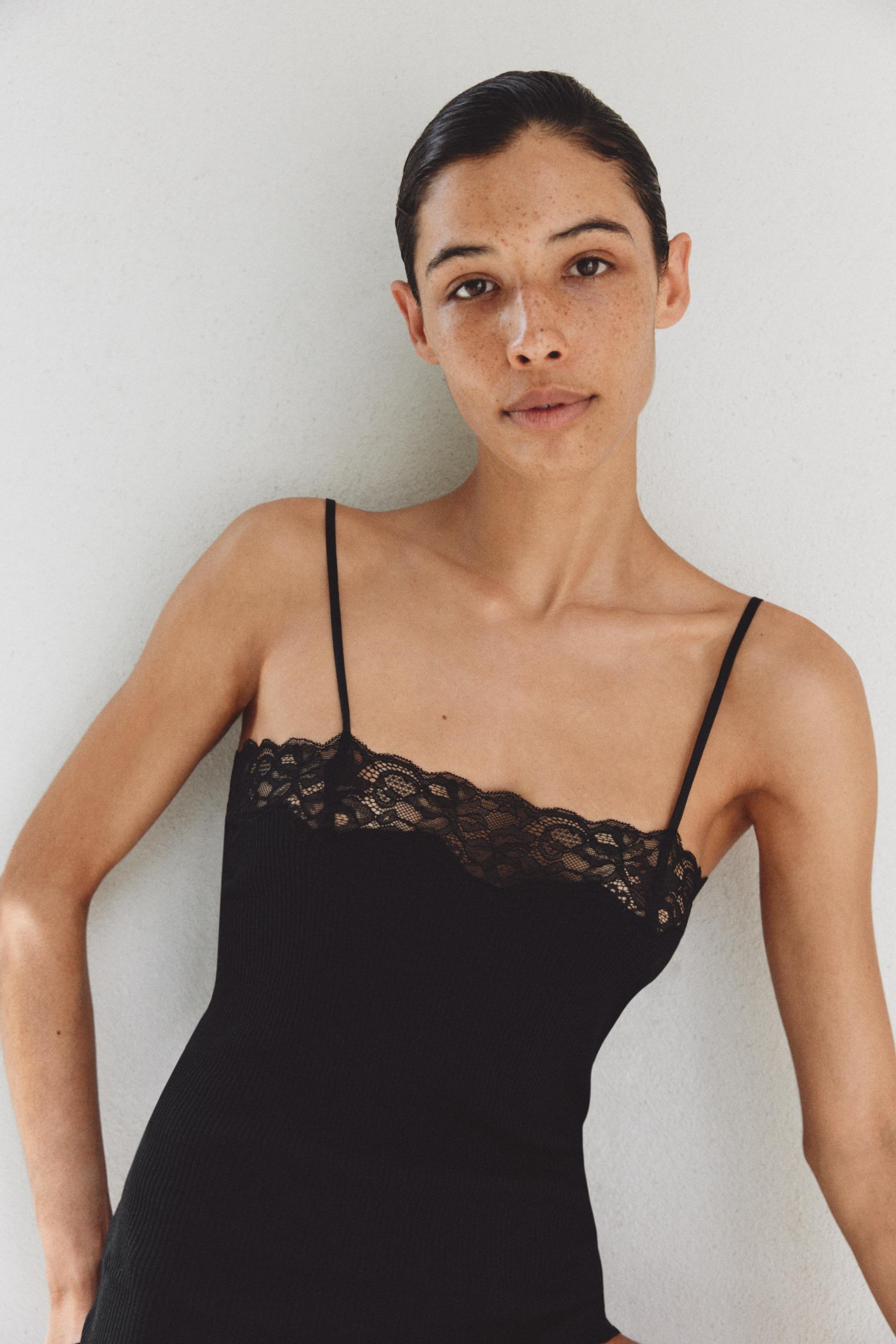 RIBBED LACE TOP | Zara US