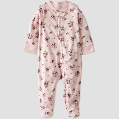 Little Planet by Carter's Organic Baby Girls' Floral Sleep N' Play - Pink 6M | Target