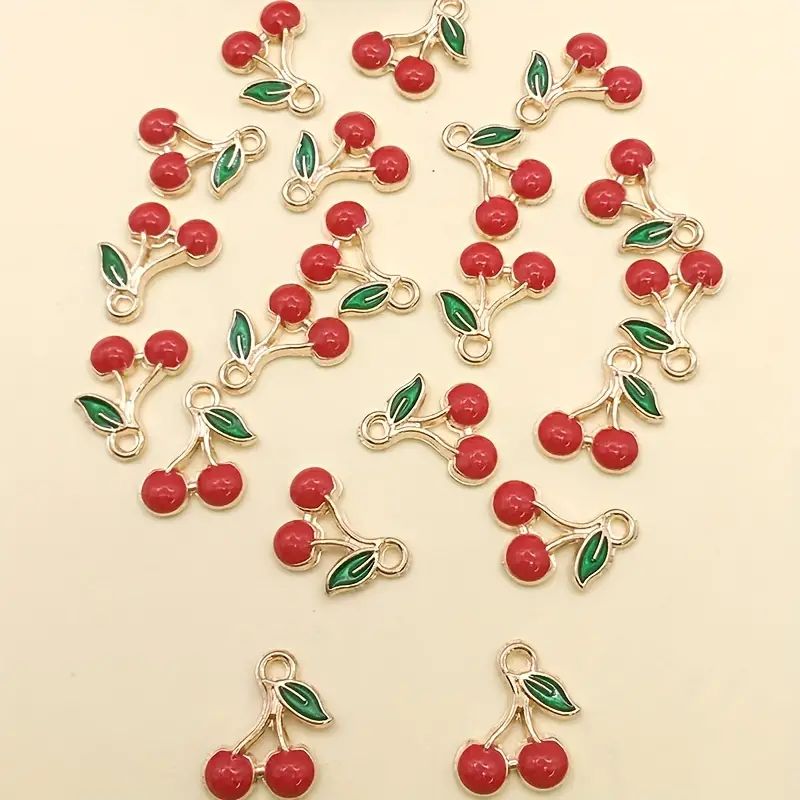 20pcs/lot Gold Plated Cherry Charms for DIY Jewelry Making - Zinc Alloy Enamel Pendant for Neckla... | Temu Affiliate Program