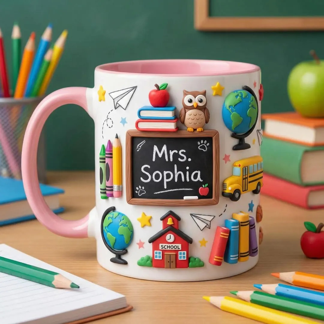 Personalized Teacher Mug With Name, Custom Teacher Coffee Cup, Back to School Gift, Cute School T... | Etsy (US)