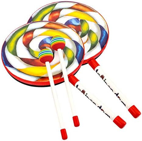 Foraineam 2 Pieces 8 Inch Lollipop Hand Drum Percussion Instrument | Amazon (US)